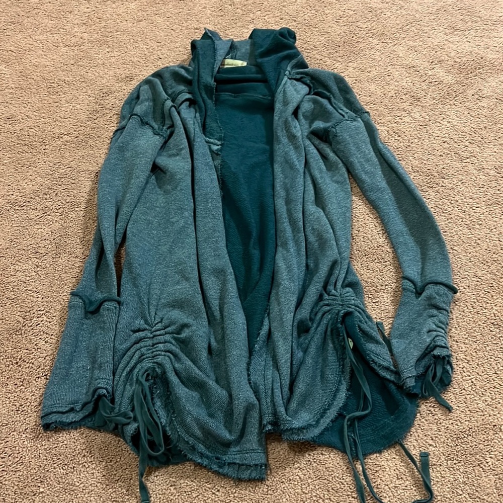 Alter’d State teal blue cardigan with ties